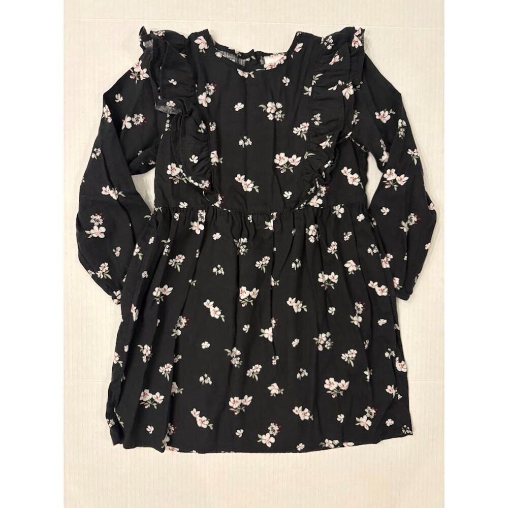 Okie Dokie Black Floral Ruffle Long-Sleeve Dress
